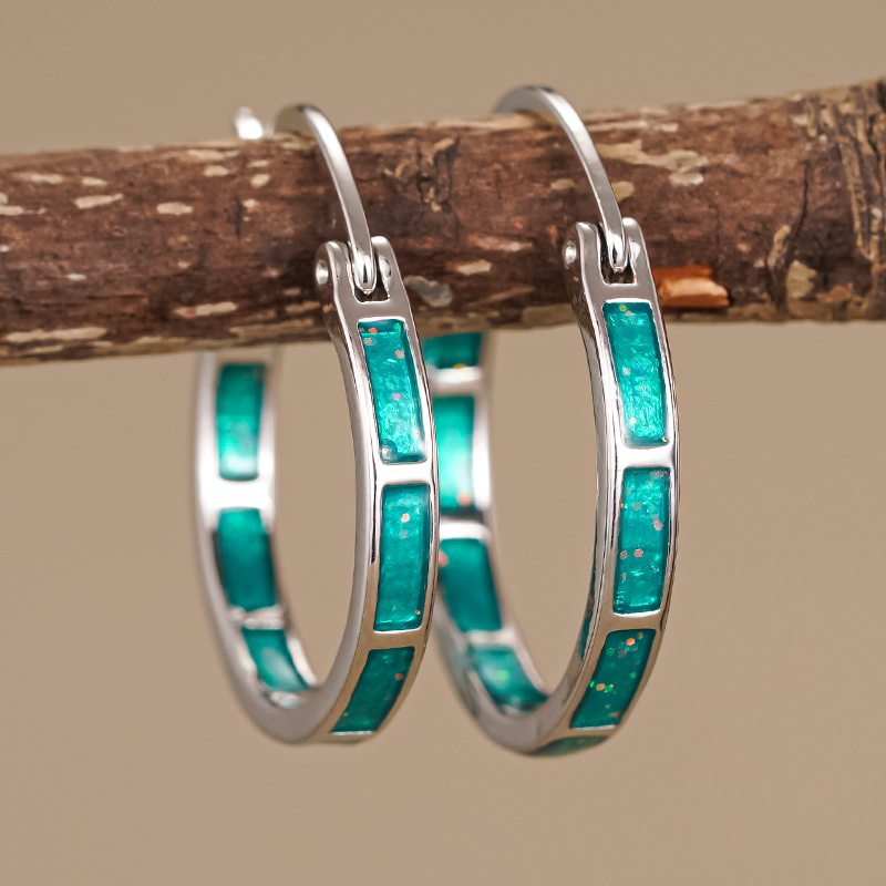 Women's Retro Enamel Circle Earrings for Casual Fashion